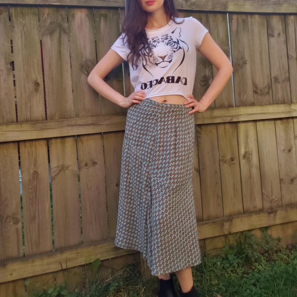 Liz Claiborne Size 10 Checkered Skirt Blue Brown